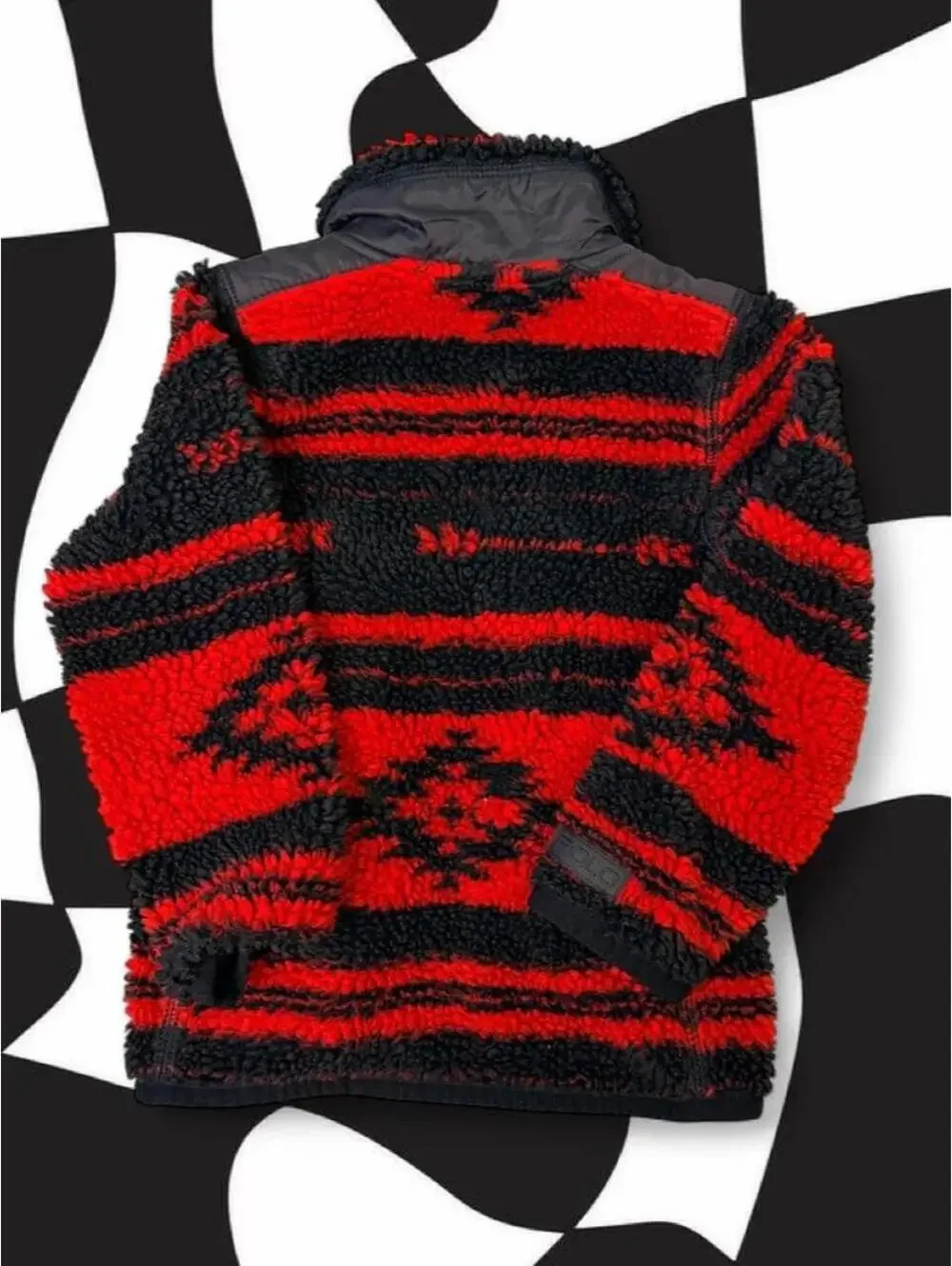 Polo Ralph Lauren Kids Red & Black Aztec Pattern Sherpa Fleece Jacket
